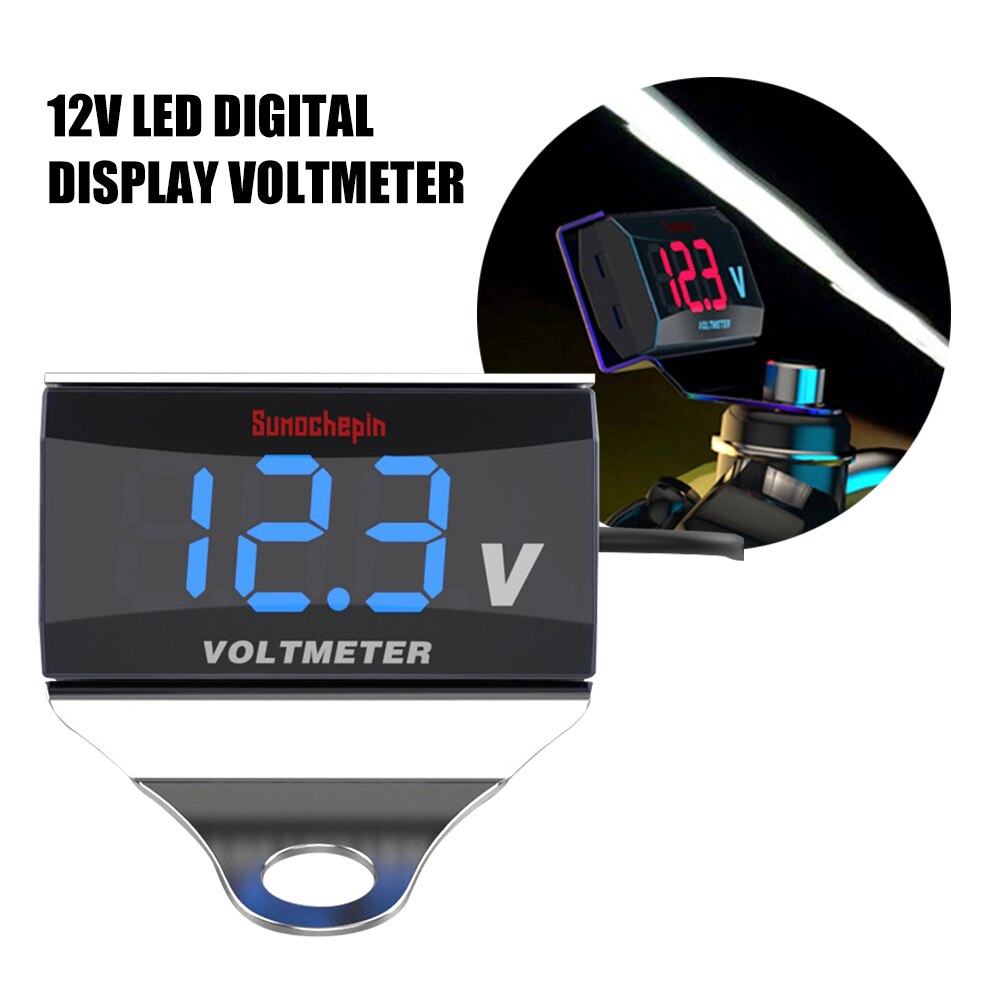 12V LED Digital Anzeige Voltmeter Auto Motorrad Spannung Volt Messgerät Tafel Meter für Auto Motorrad Stiefel Marine Lkw RV ATV: Blau