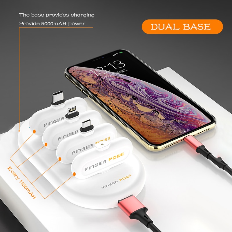 Finger pow Mini Magnetic Fingerpow Charging Power Bank Emergency Mobile Power Portable Magnetic Fast Charger Finger Power Bank