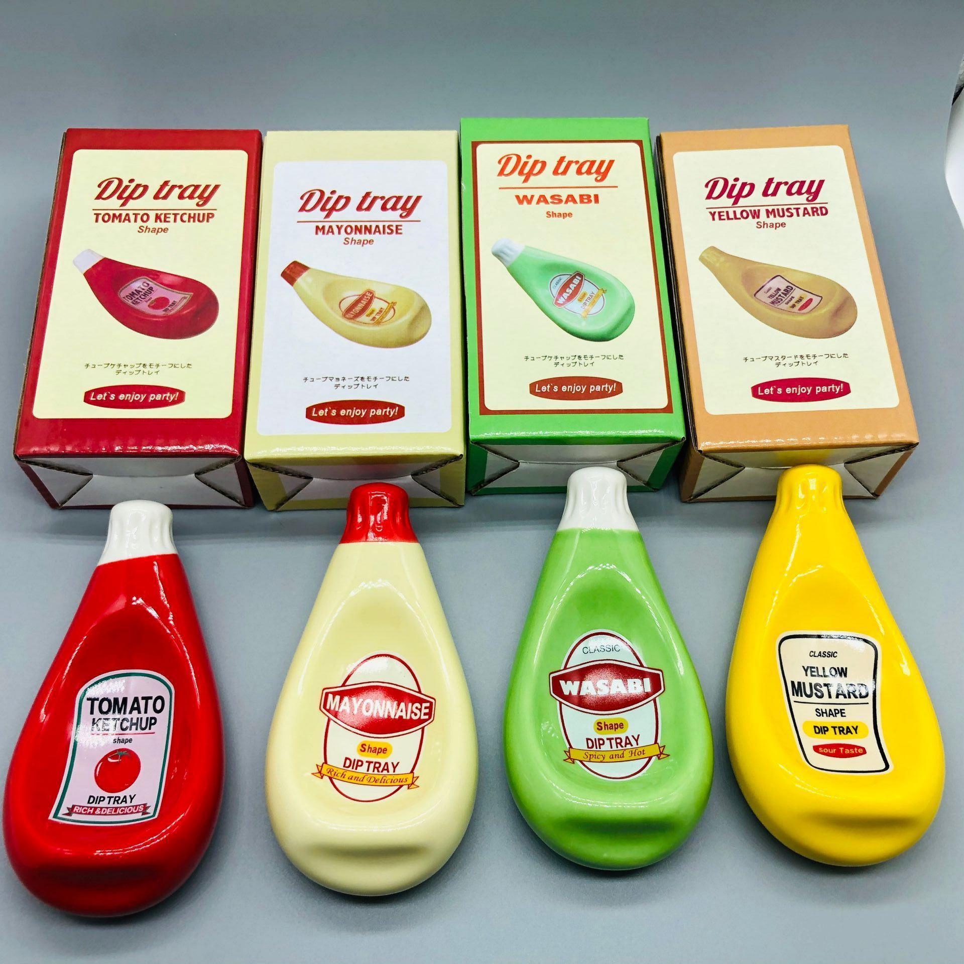 Plate Ceramic Extruded Tomato Sauce Bottle Shape Soy Sauce Dish Mustard Dish Dish Plate Dinner Plates Ceramic plate