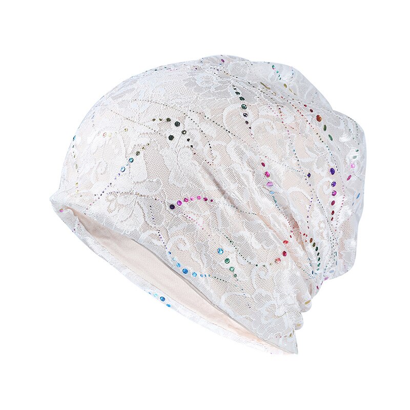 Summer Hats For Women Men Thin Breathable Turban Hat Male Female Flower Pattern Beanie Hip Hop Bone Gorro Ponytail Hat: white