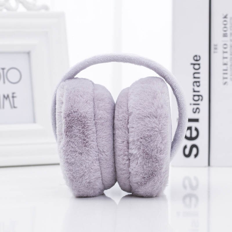 Hiver unisexe hiver cache-oreilles en peluche pliable couleur unie femmes hommes chauffe-oreilles Orejeras De Invierno: gray