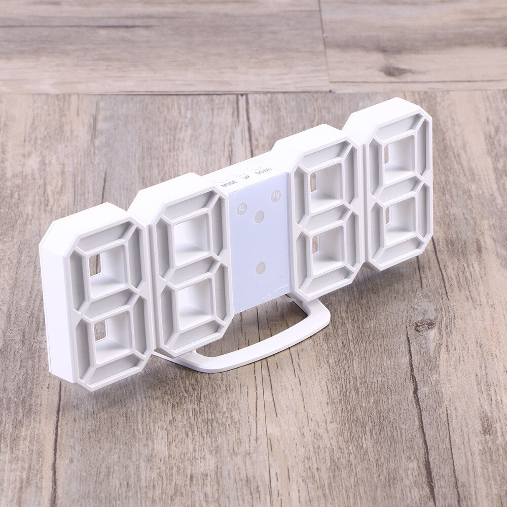 Modern Home Wall Clock Timer 3D LED Digital Wall Clock (White): Green