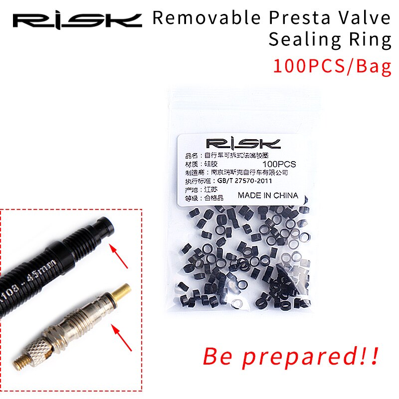 RISK-extensor de válvula extraible para rueda de bicicleta de carretera, adaptador central de extensión de neumático, 45mm, 80mm: Sealing Ring-100PCS