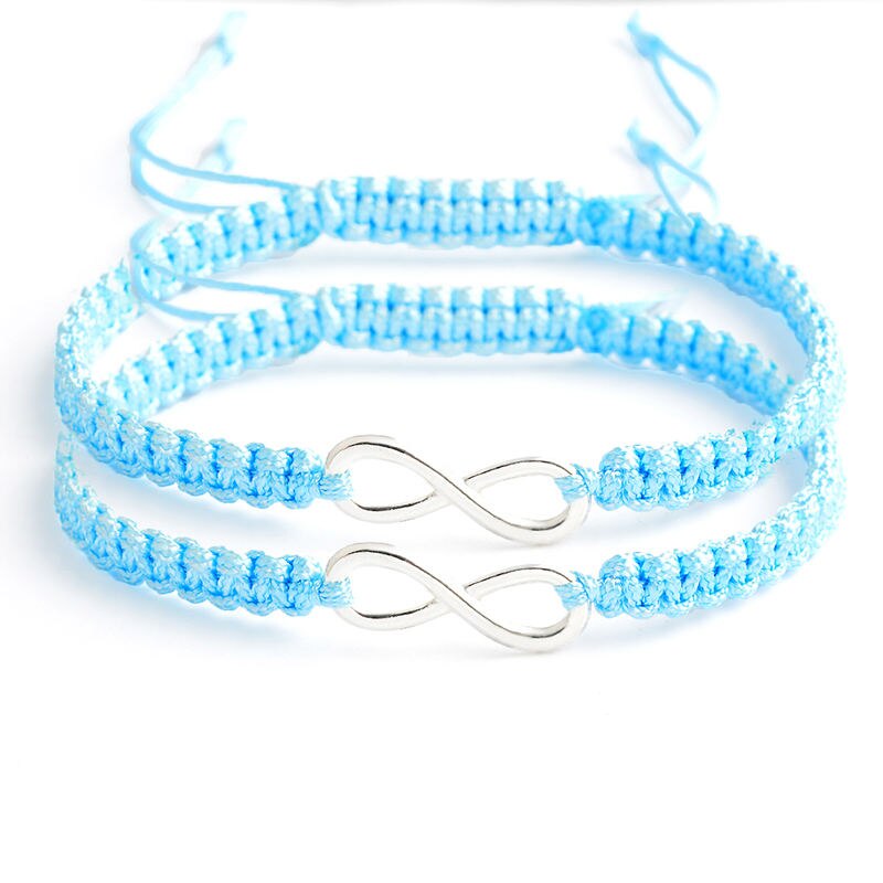 QIHE SCHMUCK 2 stücke Unendlichkeit Geflochtene kit Band armband Freundschaft Armband Set freundliche Liebe Paare Armband Schmuck: sky blue