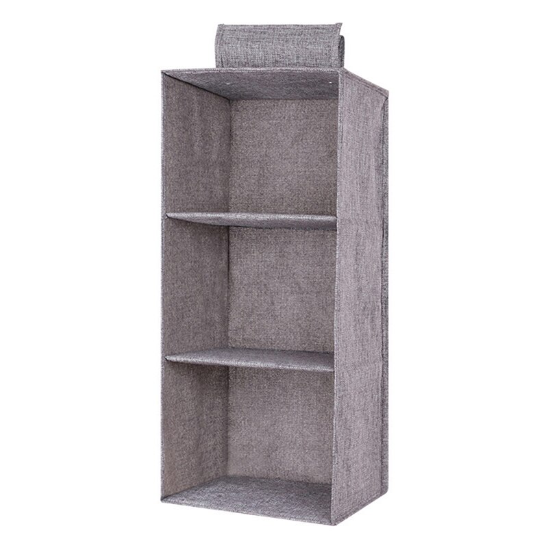 Closet Cabinet Cotton and linen Organizer Hanging Pocket Clothes Storage Clothing Home Organization Accessories Supplies: Three layers of gray