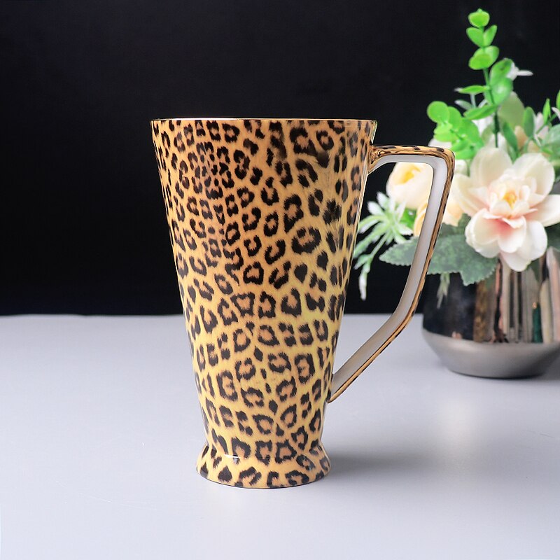 Leopard Print Coffee Set Bone China Coffeecup Saucer Creamer Sugar Jar Mugs Fruit Plate Ashtray Afternoon Tea Set For Home Kitch: Mug 500ml