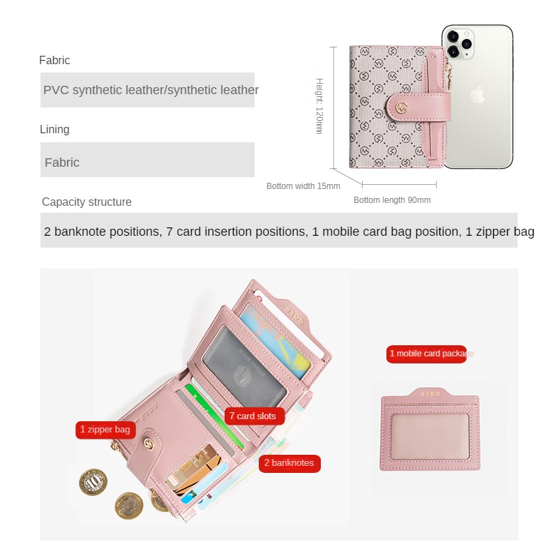 GOLF Wallet Women's Short Zero Wallet niche Mini Wallet Old Flower Card Bag Ins Style