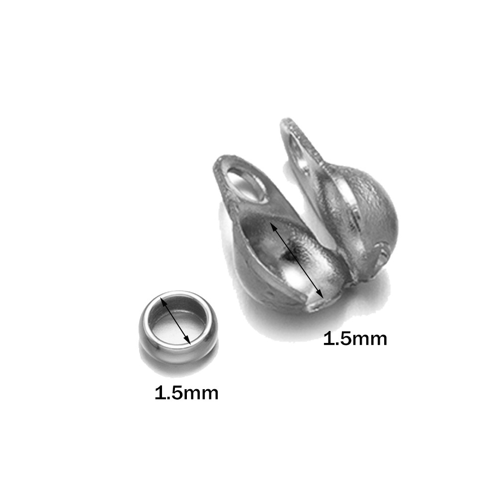 50 Uds. De puntas de cuentas de engarce de acero inoxidable, cubiertas de nudos, puntas de cuentas plegables con 50 Uds. De tapas finales para fabricación de joyería artesanal DIY: Beige
