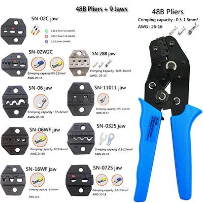 Crimping Tool Kit Multitool Engineering Ratchet Terminal Crimping Tool Crimping Tool+Screwdriver+Wire Stripper hand tools set: 48B and 9 Jaws