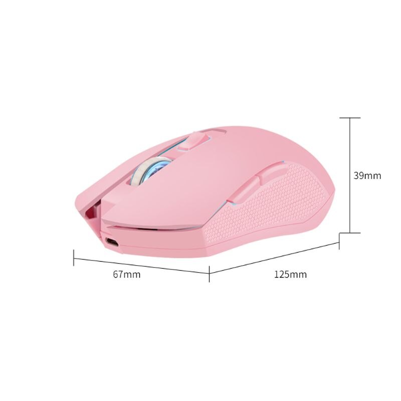 Pinke, geräuschlose optische gaming-maus mit led-beleuchtung , 1600 dpi , 2.4g usb-anschlüsse, kabellos für pc und laptop