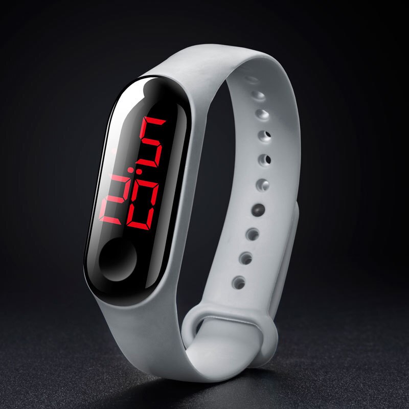 électronique nouvelle montre numérique Silicone Bracelet Bracelet montre pour femmes hommes unisexe montres LED Sport écran tactile étanche: Red light Gray