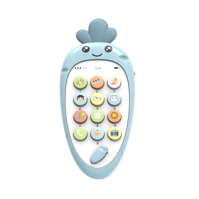 Speelgoed Mobiele Telefoon Zachte Plastic Vroege Onderwijs Puzzel Tweetalige Baby Veiligheid Kan Bijten Multifunctionele: Blauw