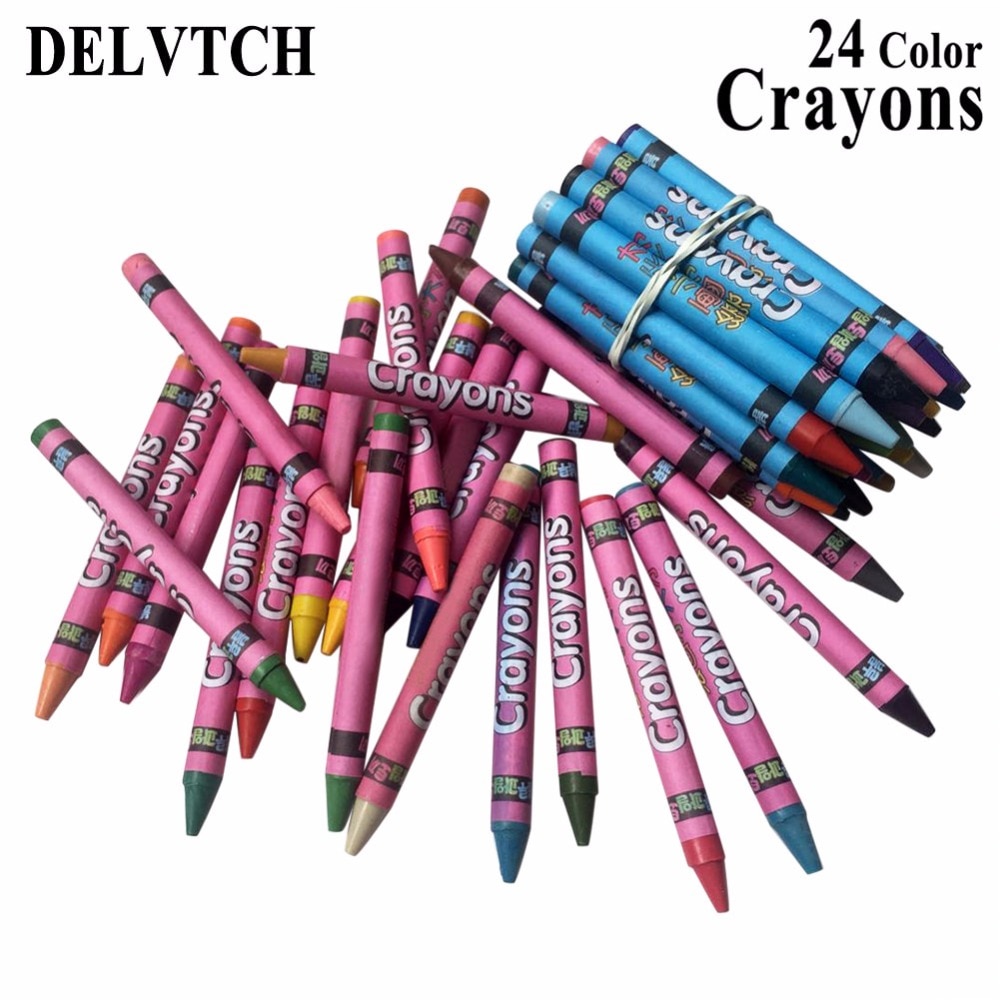 DELVTCH-Juego de 24 colores de lápiz de cera, lápices de colores, pasteles de grafiti al óleo, pintura para niños, suministros de papelería para dibujar,