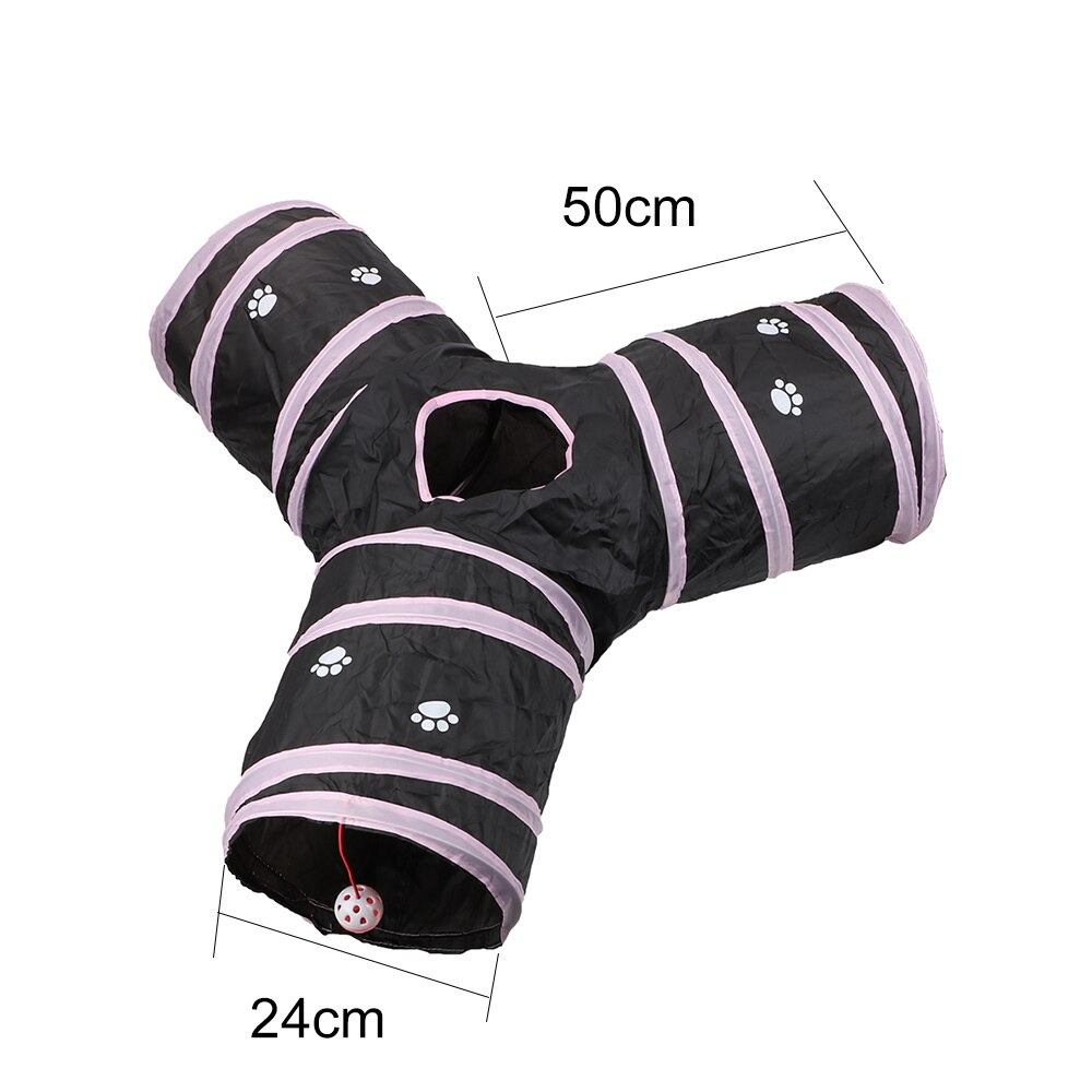 HILIFE Funny Pet Cat Tunnel Foldable Storage Tunnel Tubes 3 Holes 2 Colors Pet Supplies Kitten Toys Play Tubes Balls: Pink