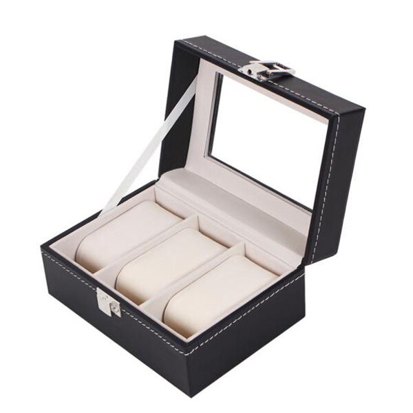 Watch Display Box - Luxury PU Leather Organizer - 2 to 12 Grids - Jewelry Storage Case: 3 grids