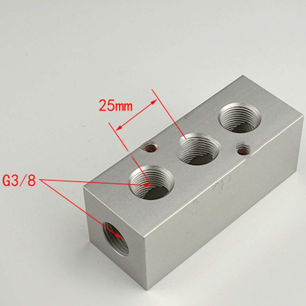 BSP-Bloque de colector de aire de aluminio sólido, compresor de aire neumático, divisor cuadrado de 3/8 pulgadas, 35x35mm, 2, 3, 4, 5, 6, 7, 8, 10, 12 vías: Negro