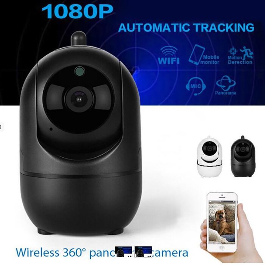 Babyfoon, WiFi IP Camera, 720 P/1080 P, 360-graden Home Security Camera, 2 weg Talk, Bewegingsdetectie, Cloud Service-Zwart