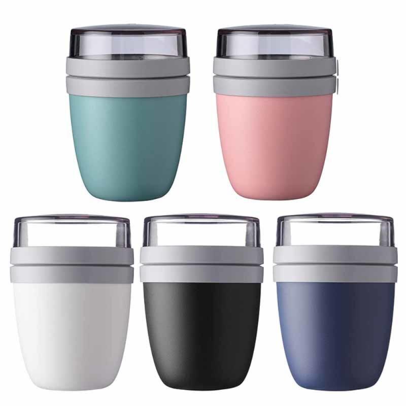 Fiambrera portátil creativa de viaje, Bol para conservar la comida, fiambrera, Yogurt, tuerca, postre, taza de preservación, vajilla,: Blue  Black