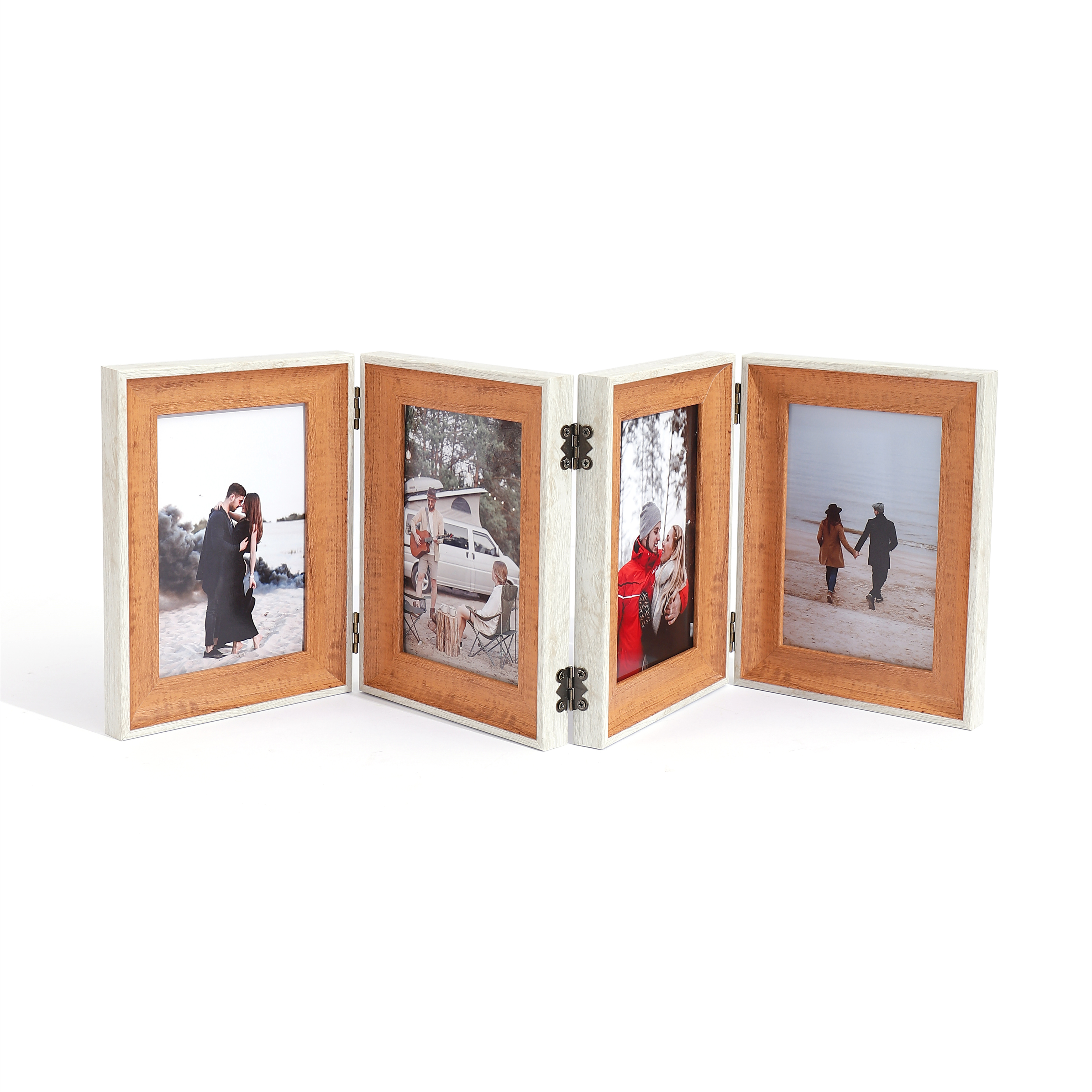 Vikbar Fotoram 4x6" - 4 Vikningar - Flera Foton - Bordsdisplay: Gul