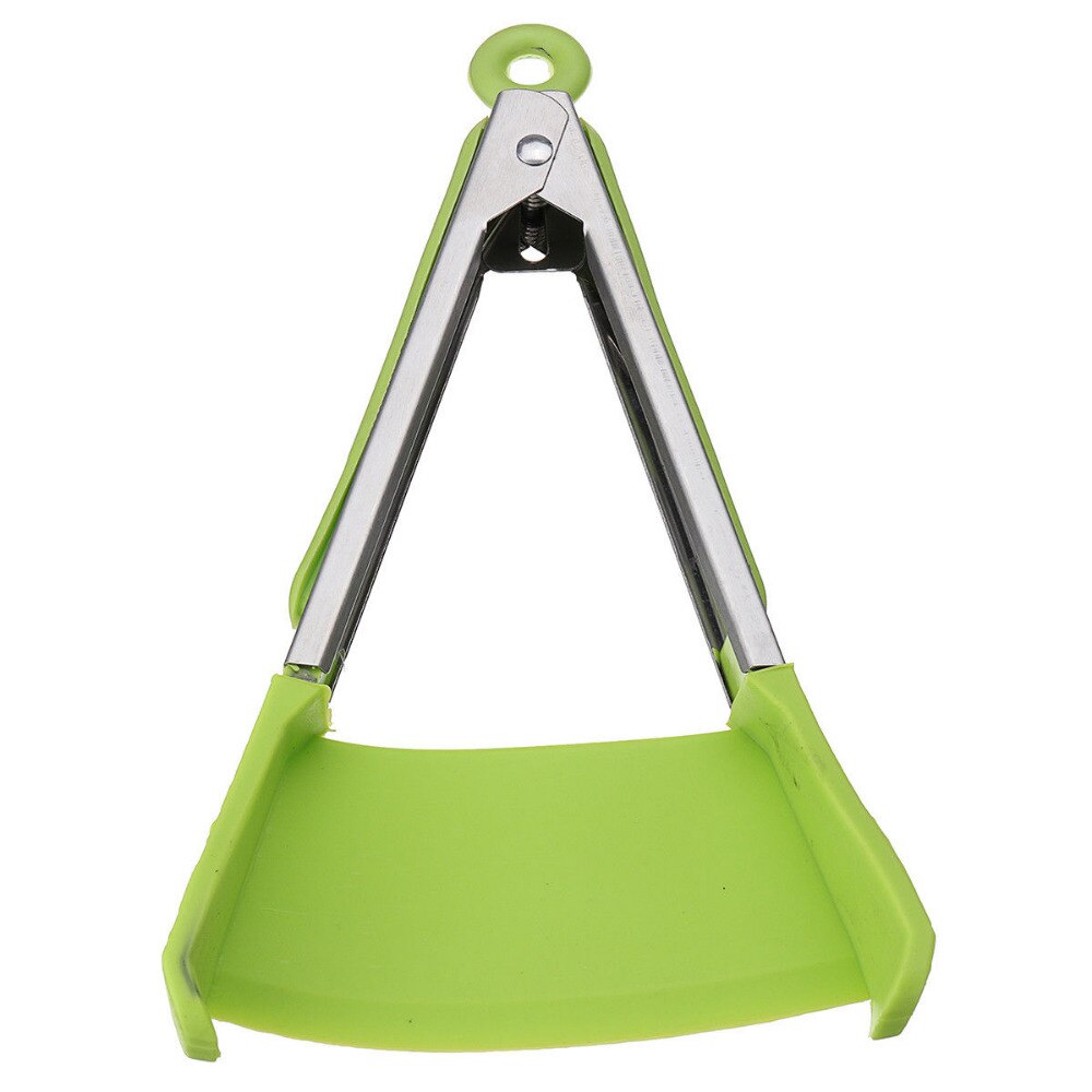 2 in 1 Smart Kitchen Spatula and Tongs Non-Stick Heat Resistant Stainless Steel Frame Silicone Tongs Kitchen Gadget: Green / 9 inch