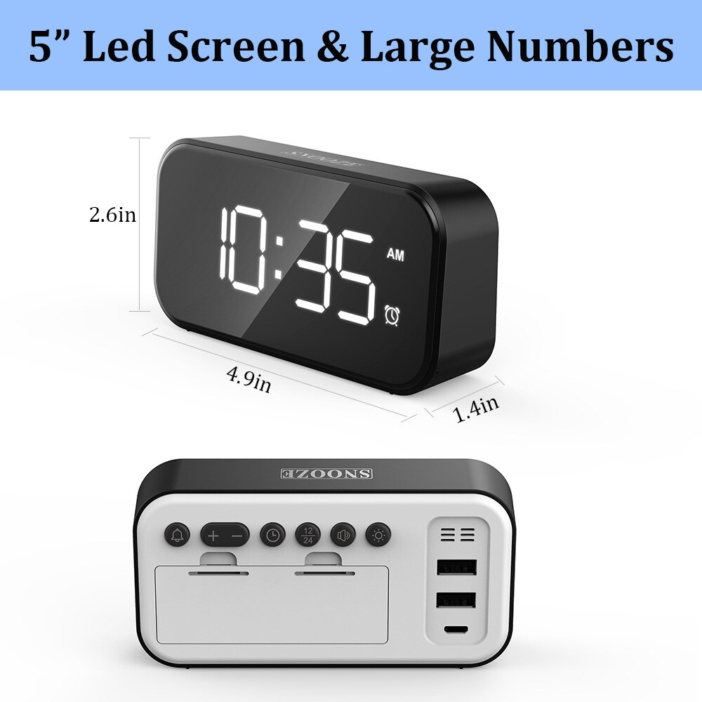 Full LED Screen Alarm Clock Touch Snooze Table Alarm Desktop Electronic Clock Style Office Bedroom Decoration
