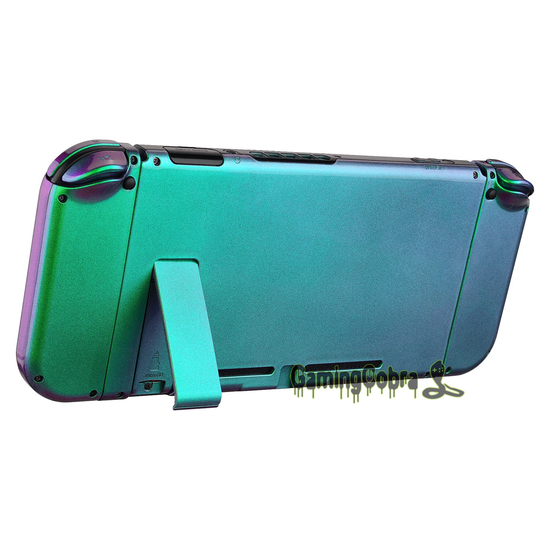 Coque arrière de contrôleur de Console Nintendo Switch, vert/violet/brillant, avec kit complet de boutons