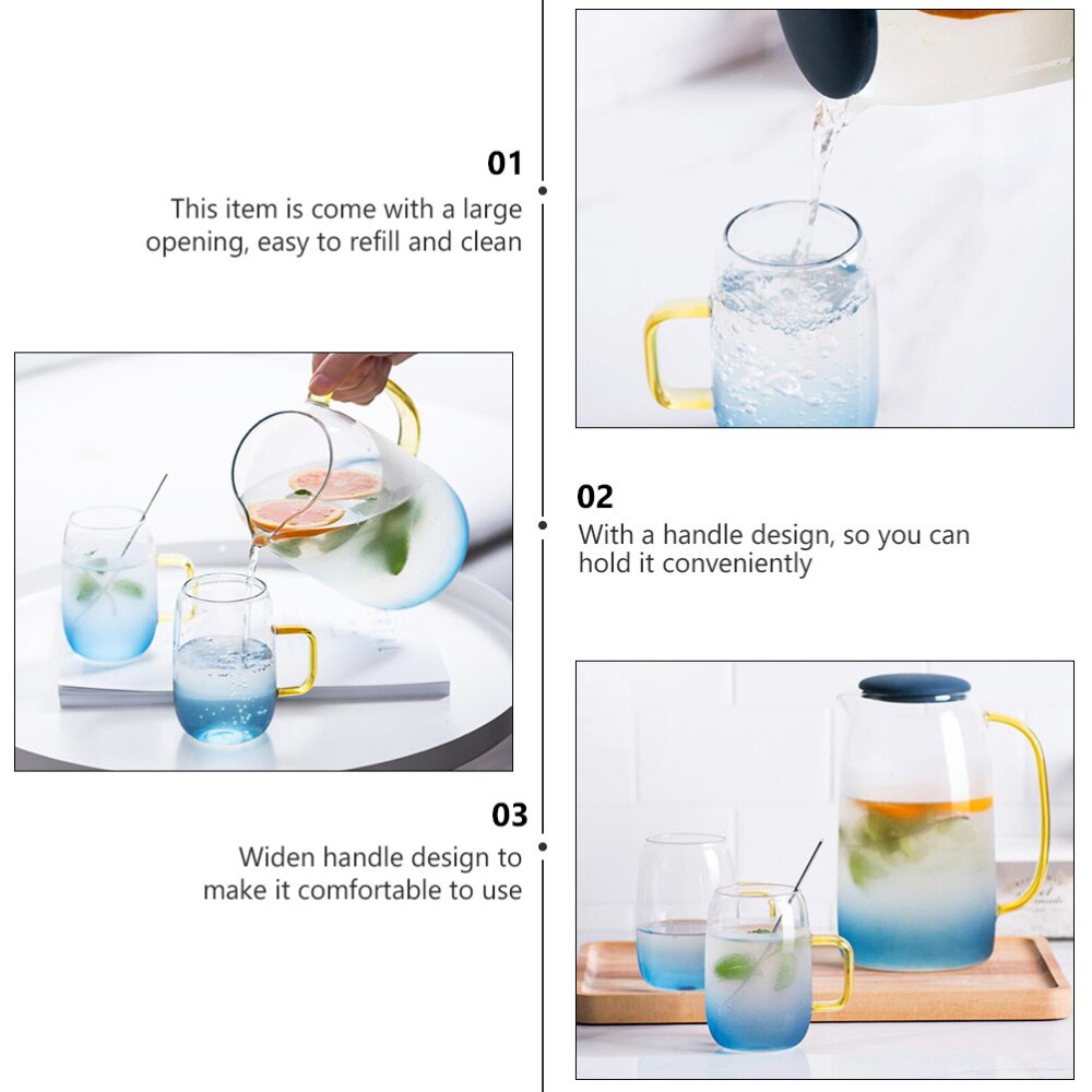 1 uppsättning värmekåliga vattenbehållare med stor kapacitet i glas med lock