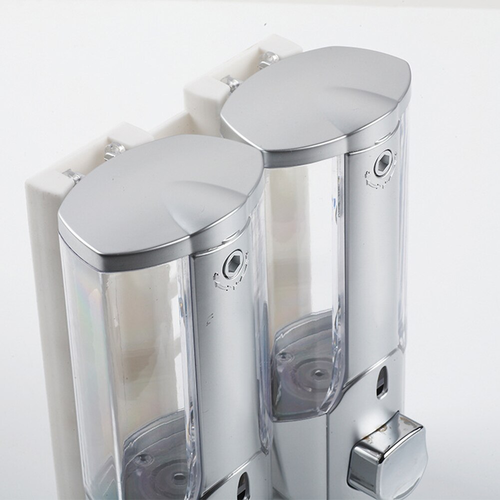 Dobbelt hoved sæbedispenser badeværelse manuel shampoo lotion holder boks container manuel vægmonteret dobbelt hoved sæbedispenser
