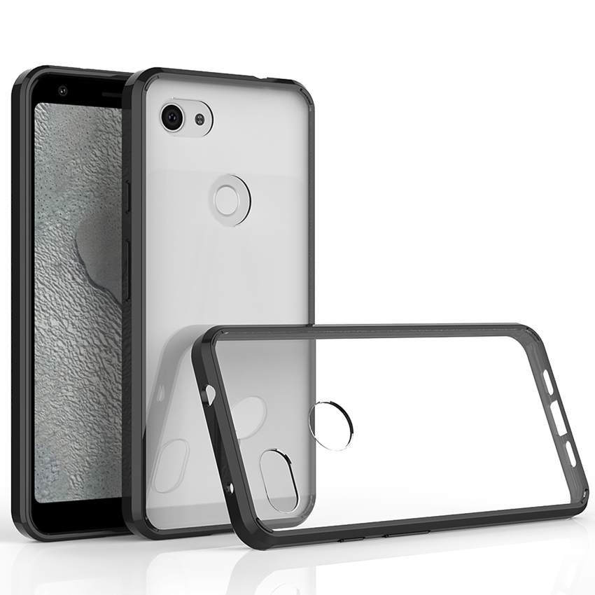 Hybrid Shockproof Cover Air Cushion Bag Case With Acrylic Crystal Clear Shell For Google Pixel 3A / Google Pixel 3A XL Holster