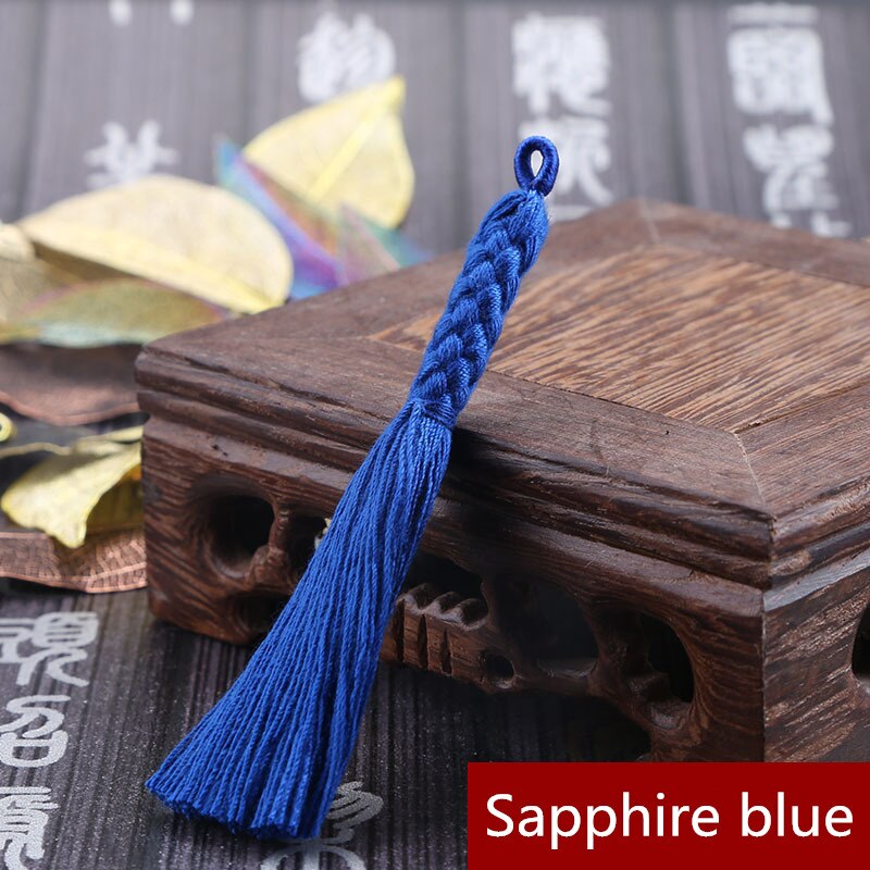 5PCS Mini Hemp Flower Tassel Jewelry Curtain Garments Decorative Accessories DIY Key Cell Phone Bag Fringe Trim Tassels Pendant: Sapphire blue