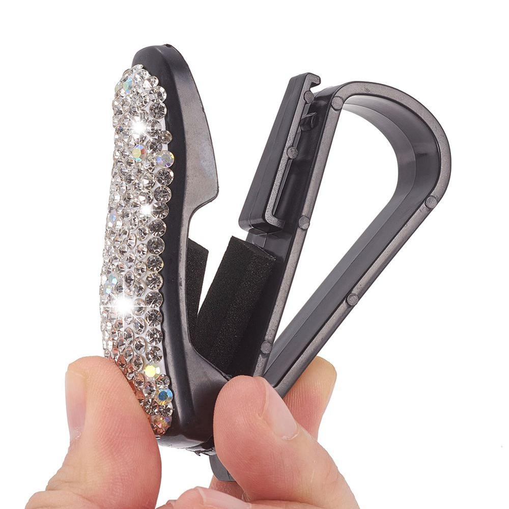 Glimmende auto zonneklep bril zonnebril houder organizer ticket clips abs auto brillenkokers