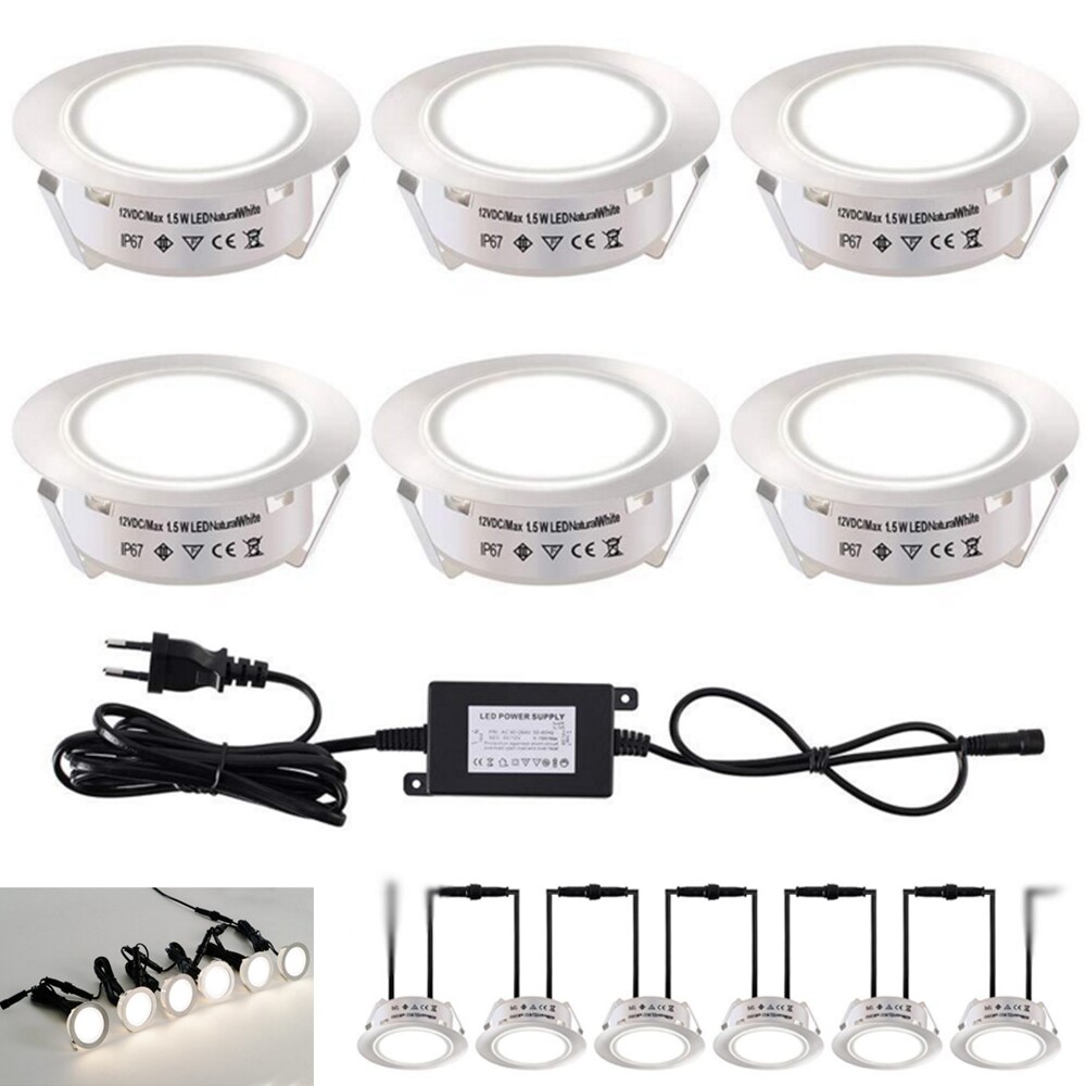 1/6/8pcs Dimmable Deck Light DC 12V Outdoor Waterproof Underground Light Garden Spotlight Stair Pathway Landscape Lighting