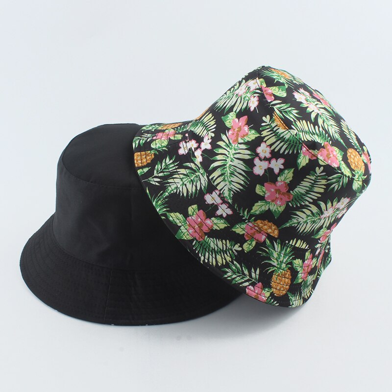 Chapeau seau imprimé Fruits fraise Kiwi ananas, pour femmes, chapeaux de soleil d&#39;été pour hommes, casquette de pêcheur Hip Hop Panama Gorros: pineapple 2