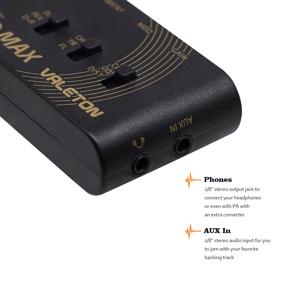 Valeton Rushead Max USB Chargable Portable Pocket Guitar Bass Headphone Amp Carry-On Bedroom Plug-In Multi-Effects RH-100