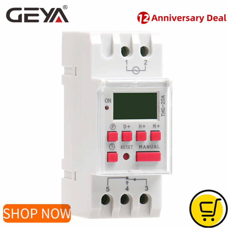 GEYA THC-20A Programmable Timer with Battery 7 Day Timer Switch 20A DC Timers 12V 24V110V 220V 240V