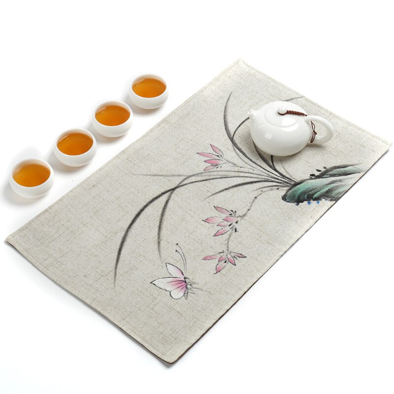 Napperon en tissu peint à la main pour Table basse, drapeau de Table, trompette, tapis de Table en coton et lin