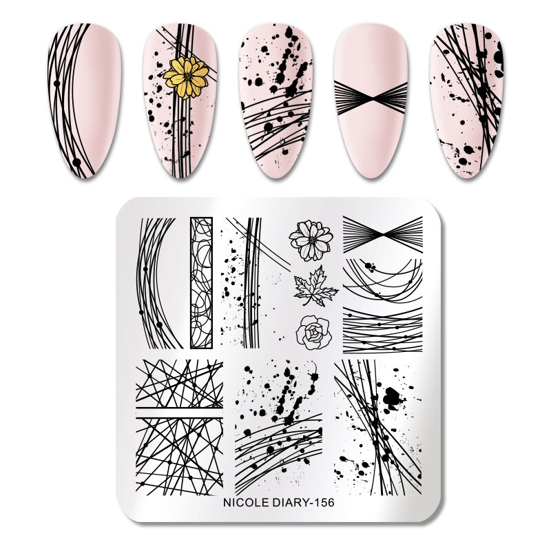 NICOLE DIARY Leopard Butterfly Nail Stamping Plates Tiger Nail Art Stamp Templates Stencils Flower Print Stamping Tool: 156