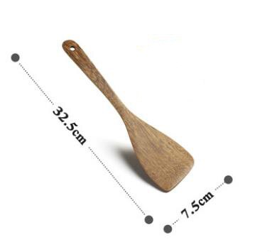 Cuchara de madera Natural para sopa, tenedor grande, cuchara para servir ensalada, conjunto de tenedor de mango largo, vajilla de madera, utensilios de cocina: 32.5cm
