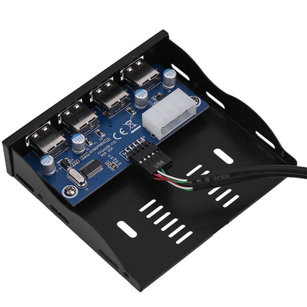 4 Port USB 2.0 Computer Desktop 9 Pin Front Panel PC Bracket With Screws Hub Adapter Cable Media Dashboard Internal Floppy Bay