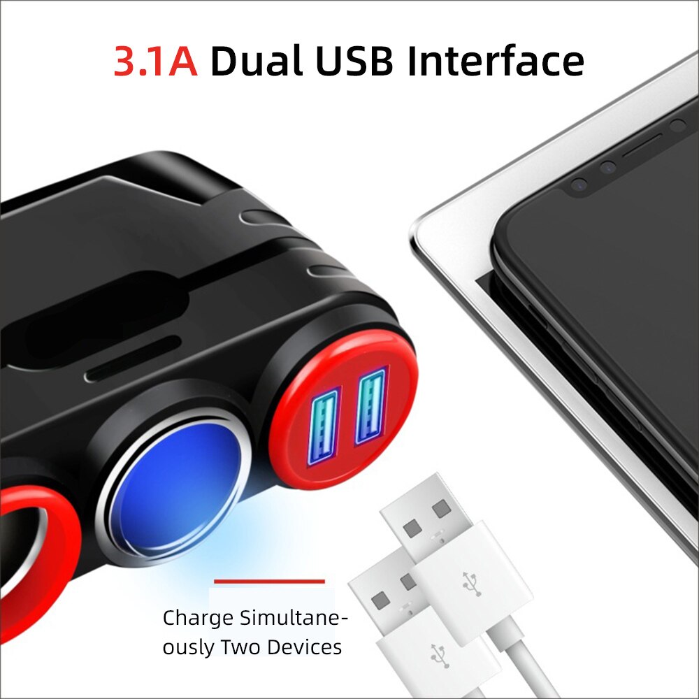 Kfz-ladegerät mit 3.1a dual-usb-anschlüssen für huawei  p30 p40 pro und nova 6 , zigarettenanzünder, universell, multifunktional, spannungserkennung, tragbar