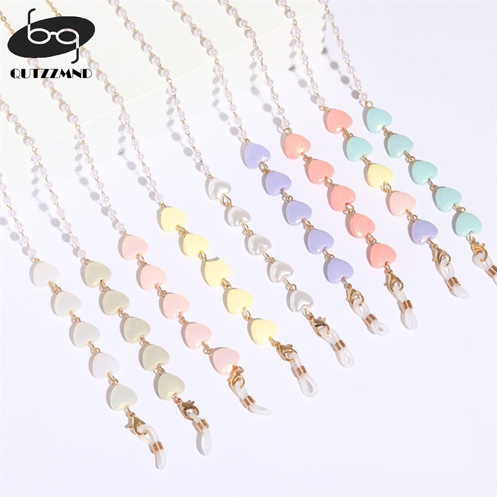Heart Shape Imitation Pearl Eyeglasses Lanyard Glasses Chain Beaded Chain Reading Spectacles Holder Eyewear Accessories