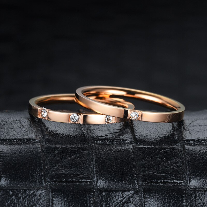 Edelstahl Zirkonia Hochzeit Ring für Frauen Männer Klassische CZ Engagement Ringe Paar Schmuck