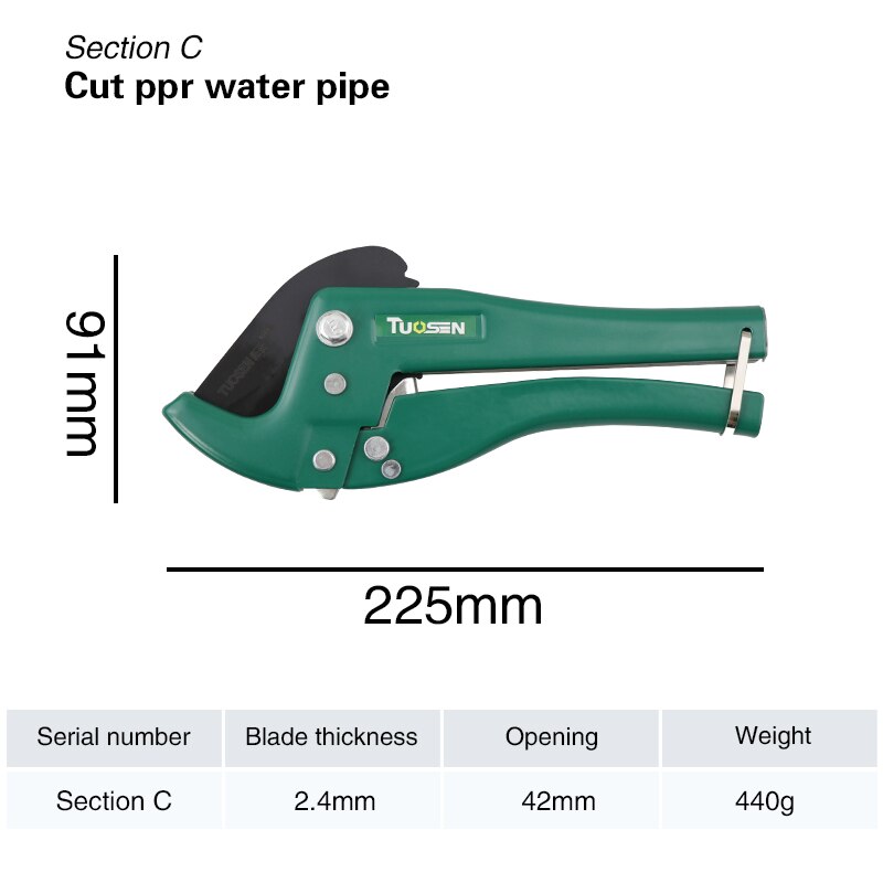 Tubo IN PVC Taglierina 33 millimetri 43 millimetri 63 millimetri Forbici di Taglio Del Tubo PPR PVC Rapido Taglio Tubo di Acqua di Plastica di Alluminio tubo Tubo di Taglio Utensili A Mano: Section C