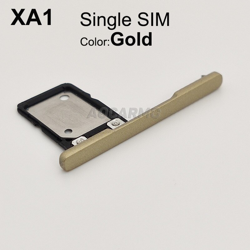 Aocarmo Single Dual SIM Card Holder Reader Sim Tray Slot With Cover For Sony Xperia XA1 G3121 G3125 G3112 G3116: Gold Single SIM