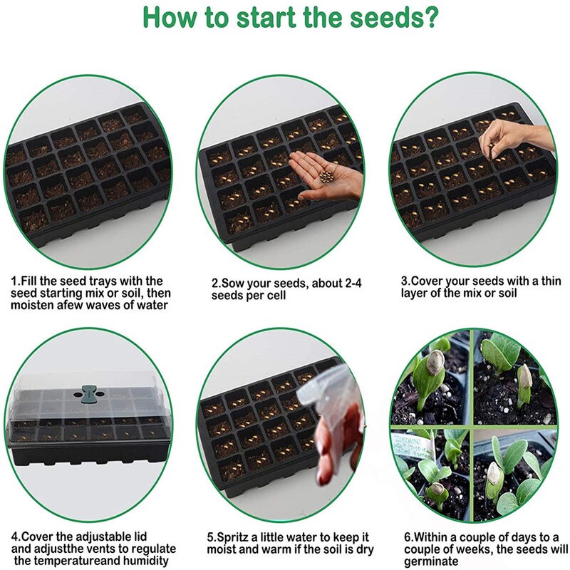 3PCS 12/24Cells Growth Trays with Cover Mini Propagator Seedling Tray for Seed Starting Growing Plants Gardening Nursery Pots