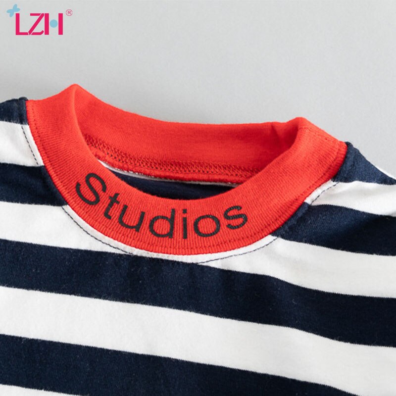 Lzh spädbarnskläder höst vinter baby pojkar kläder kostym för baby kostym randig t-shirt overall 2 st set nyfödd kläder