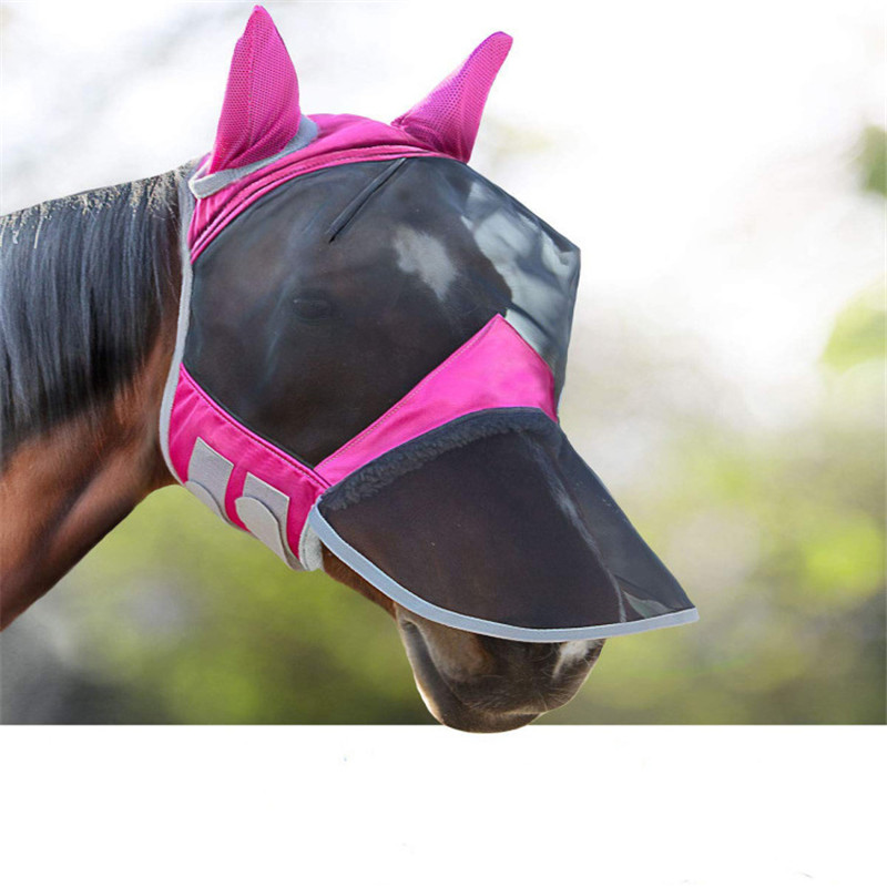 Paard Afneembare Mesh Masker Paard Fly Masker Met Oor Bescherming Volledige Gezicht Maskers Anti-Muggen Paardensport Levert Paard Apparatuur