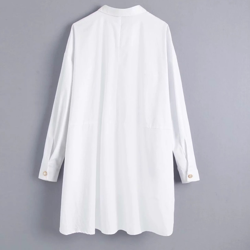 Mulheres cor sólida pérola botões blusa casual camisas femininas manga longa solta blusas elegantes branco feminino topos ls4232
