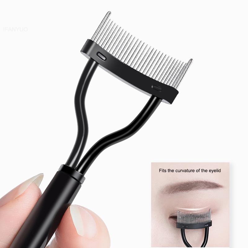 1 Stuks Zwart Opvouwbare Wimper Borstel Kam Schoonheid Make-Up Lash Separator Roestvrij Staal Wimper Krultang Mascara Curl Cosmetisch Hulpmiddel