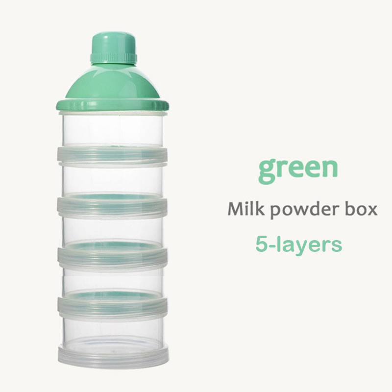 4/5 Grid Portable Milk Powder Formula Dispenser Container Storage Essential Cereal Boxes Toddle Baby Milk Powder Storage Box: 5 Layers Green